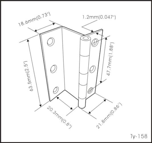 Three Fold Shutter Hinge, Half Surface for 4 Pack Brass Plated(2-1/2")