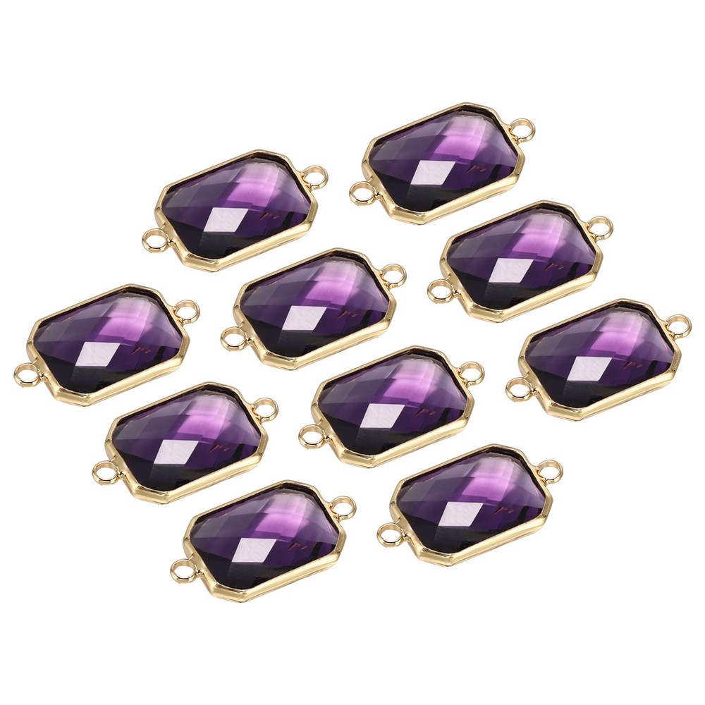 Birthstone Connector Link, 10Pcs Diamond Links Rectangle, Purple