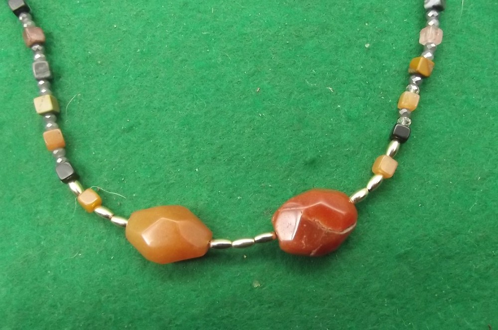 Handcrafted, Square & Round, Glass, Adjustable Beaded necklace.
