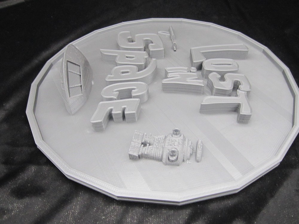 Lost in Space Plaque 3d Wall Art (3D Printed, Silver/Gray) 10" Round