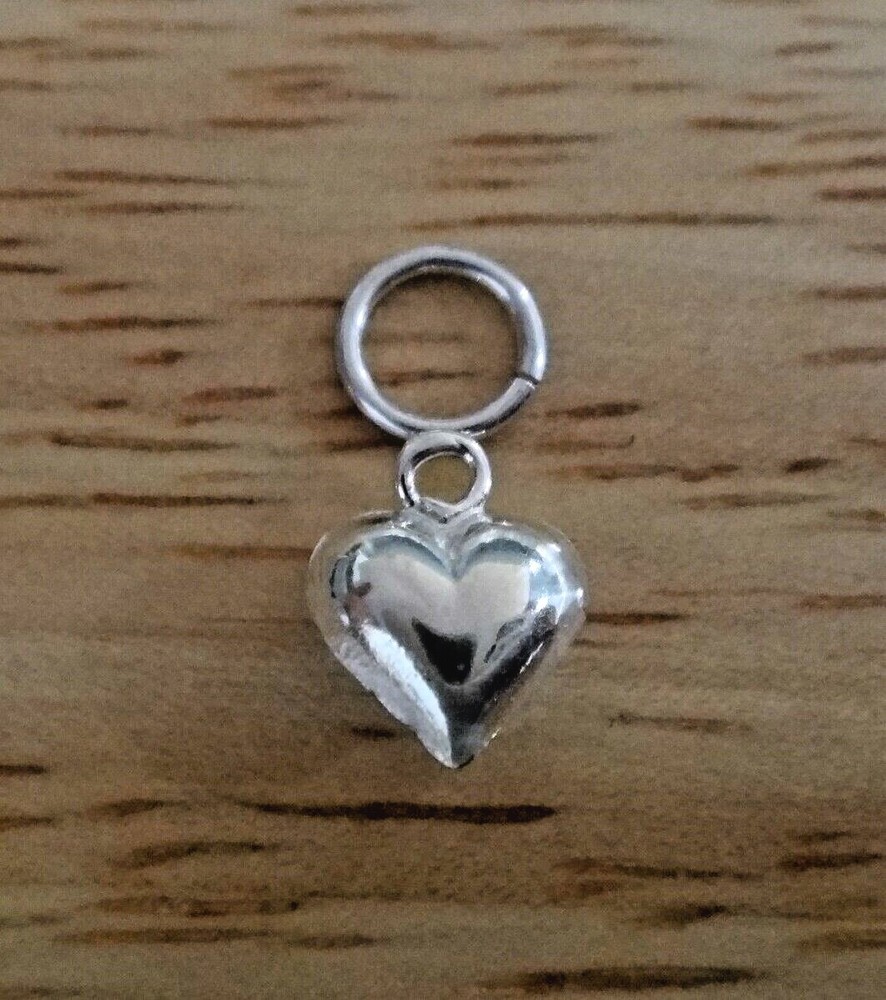 TINY 6x8mm Sterling Silver Shiny Puffy Heart Charm