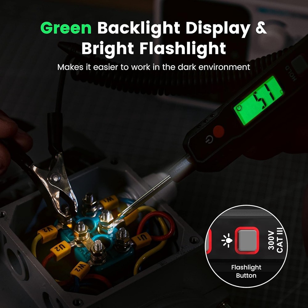 Smart Automotive Light with Buzzer and Sharp Probe for Voltage Testing