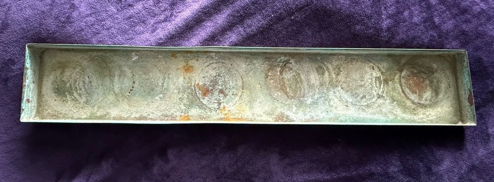 VTG Solid Copper Plant Tray 29”L x 5” W x 1” Rectangular Window Shelf Patina