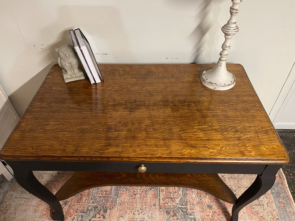 Vintage Tiger Oak Writing Desk or Entry Table