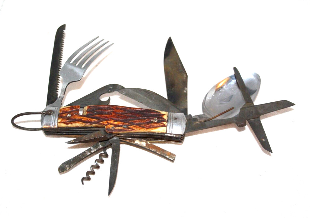 Knife Antler Handle Tools Utensils Steel Blades Stainless Fork Spoon
