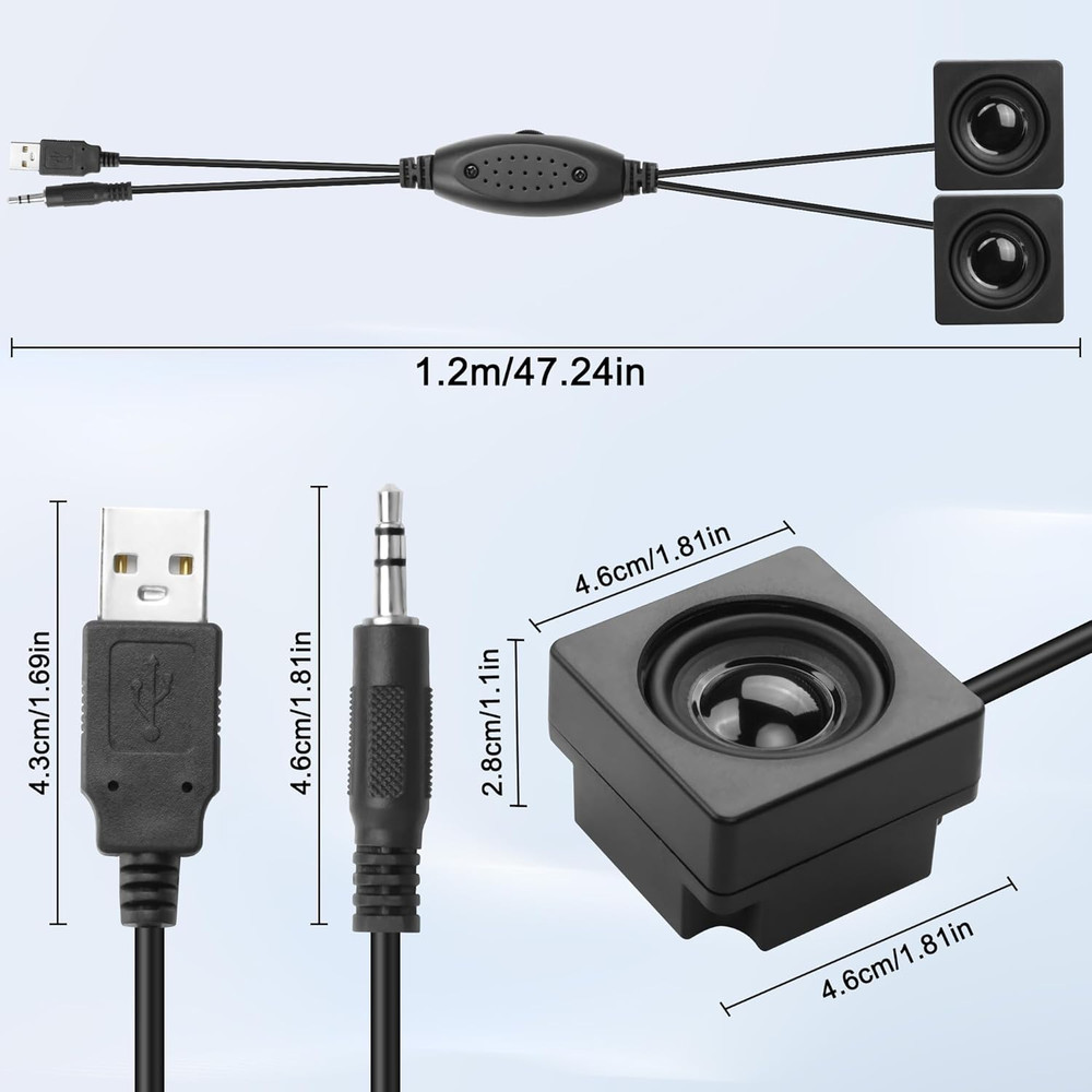 Mini Computer Speaker for Desktop PC 3.5Mm TRS Input with Volume Control USB Pow