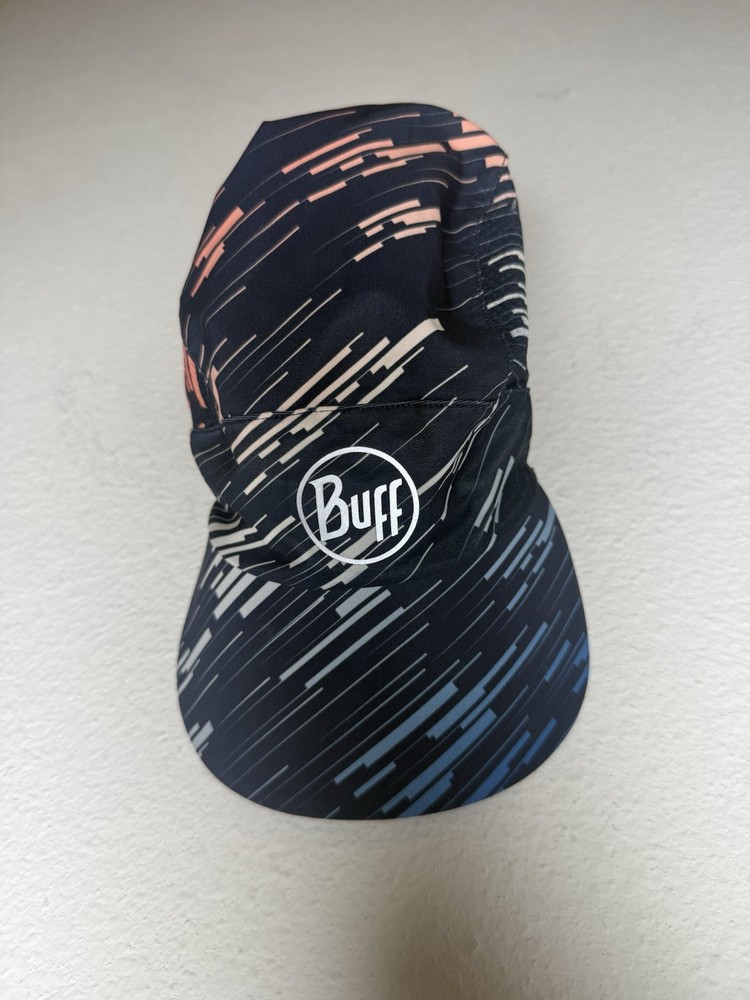 Buff Pro Run Cap Blue Multi UPF 50+ Reflective One Size Adjustable Buff Hat