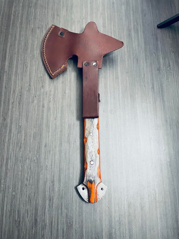 Throwing Axe with Leather Sheath Custom Viking Handle
