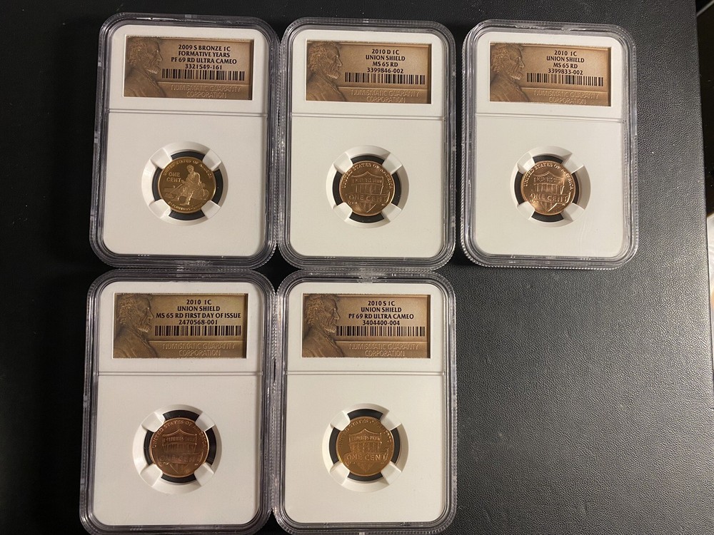 17 Lincoln Cent NGC Collection 2009-2010 Diff. Mint Marks/Different Grades/Type