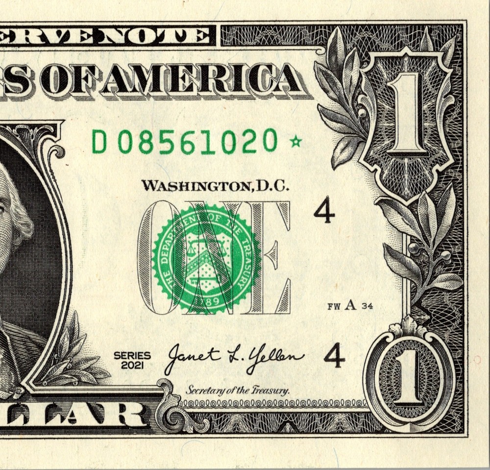 2021 D Star Note One Dollar Bill Regular Run Pack Note D08561020*