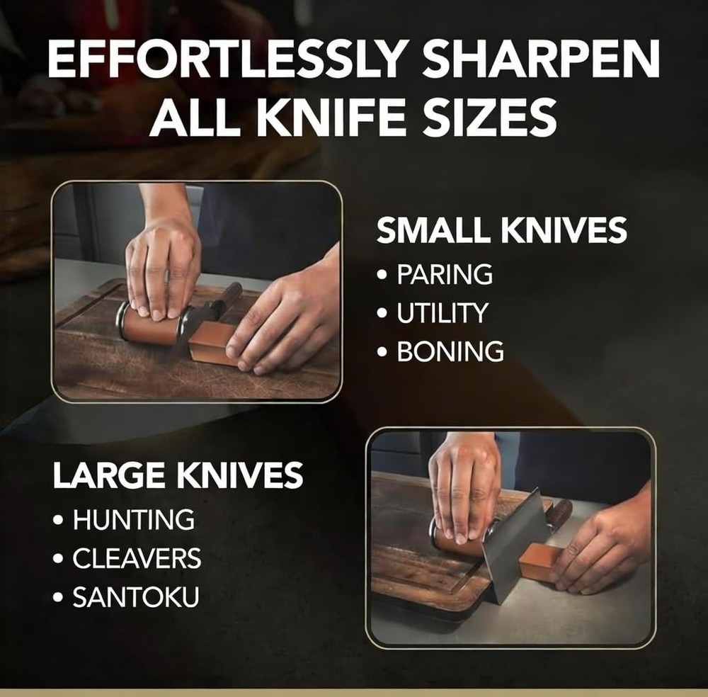 Premium Rolling Knife Sharpener, High Carbon 400, 1000, & 2 Angle, 2 Angle