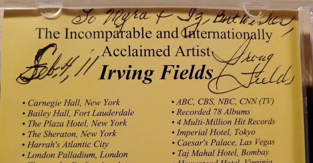 IRVING FIELDS EMPTY NO CD JEWEL CASE SIGNED AUTOGRAPH INSIDE PERSONALIZED