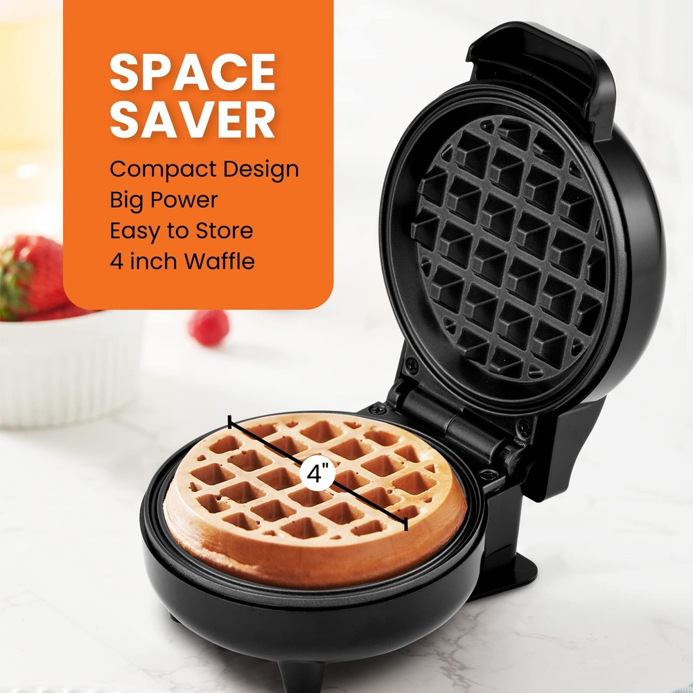 Elite Gourmet Nonstick Waffle Maker Compact Griddle Appliance 4 Plates