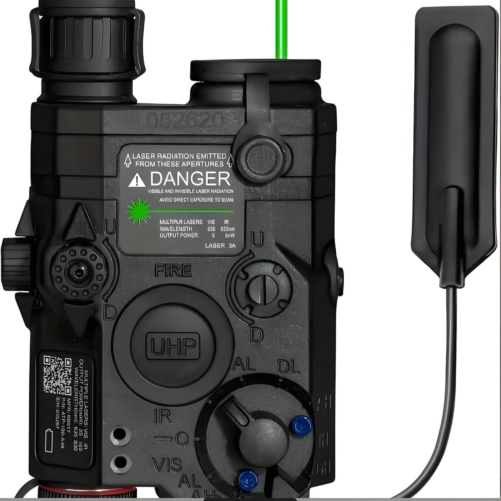 Visible Green Laser with IR & White LED Flashlight, Battery Powered