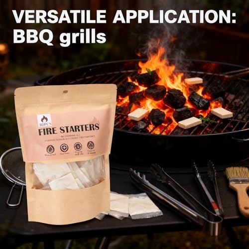 (30 Pcs/Bag) Waterproof Fire Starters for Campfires & Fireplace -Quick Light