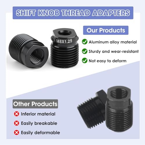 10PC Gear Shift Adapter Kit, Shift Knob Thread Adapters, Compatible with