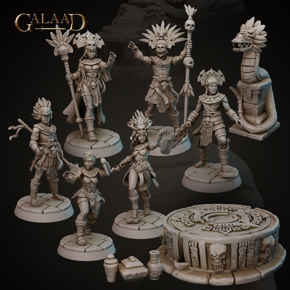 Aztecs x 6 Galaad Miniatures, Dungeons & dragons, Pathfinder, D&D, 5e, Tabletop