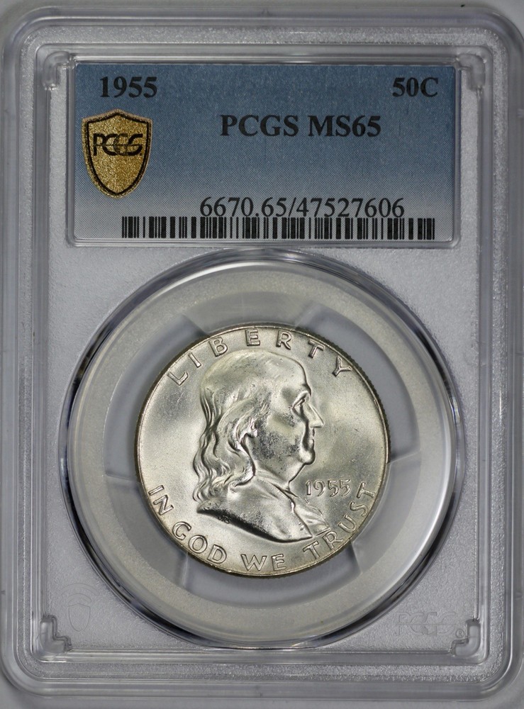 1955 Franklin 50c Silver Half Dollar PCGS MS 65