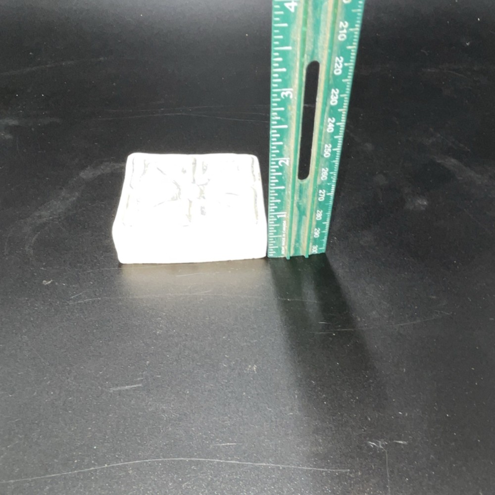 Vtg White Light Blue Ceramic Decorative Square Tile 3" Geometric Pattern Matte