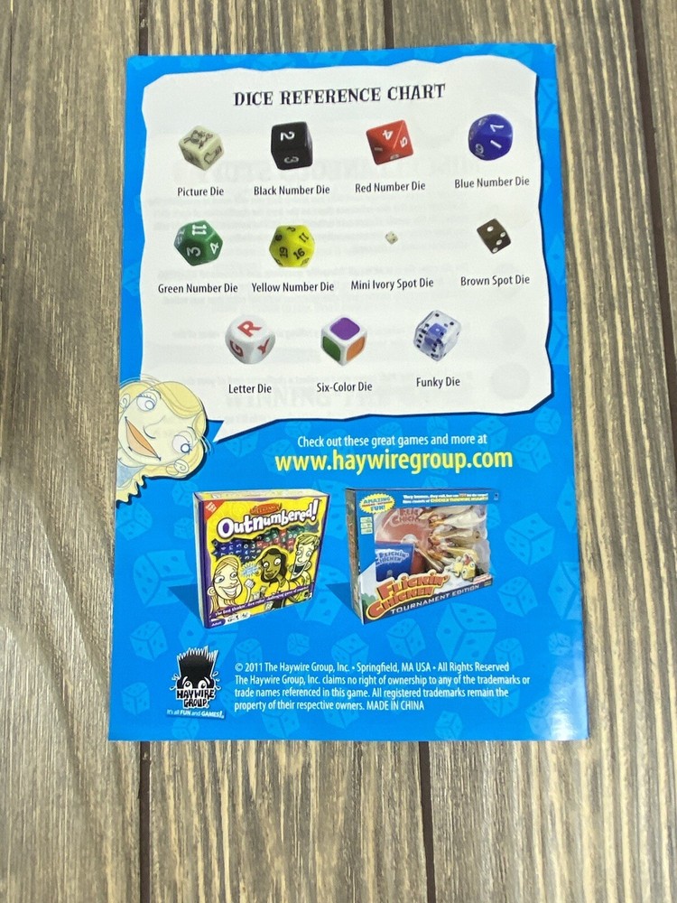 2011 Haywire Group Dicecapades Replacement Piece Part Instructions