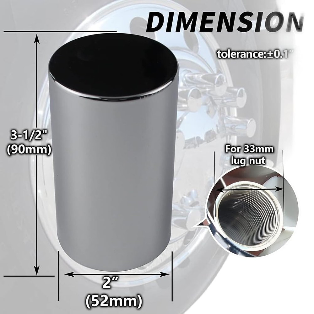 ABS Chrome Plastic Front Axle Cover Kits with 33mm Thread-on Flange Nut Covers