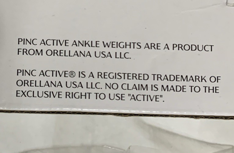 Pinc. Active Ankle Weights 0.5 Lbs. New In Box