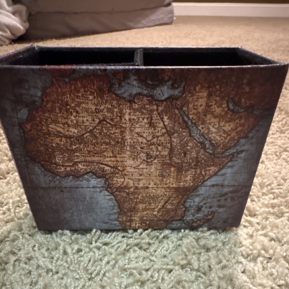 Vintage Map Pattern Rectangular Wood Decorative Storage Box