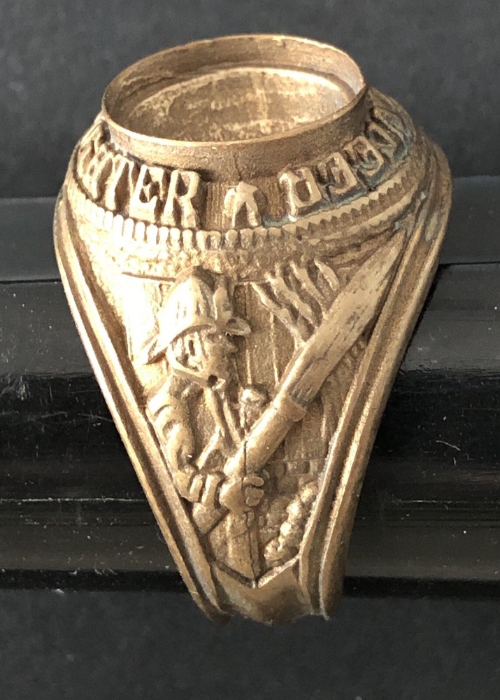 Vintage Brass Ring for Volunteer Firefighter, Size 11