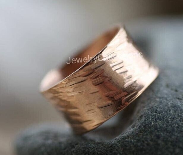 Pure Copper Ring Hammered Copper Band Ring Handmade Solid Copper Men's Ring B97