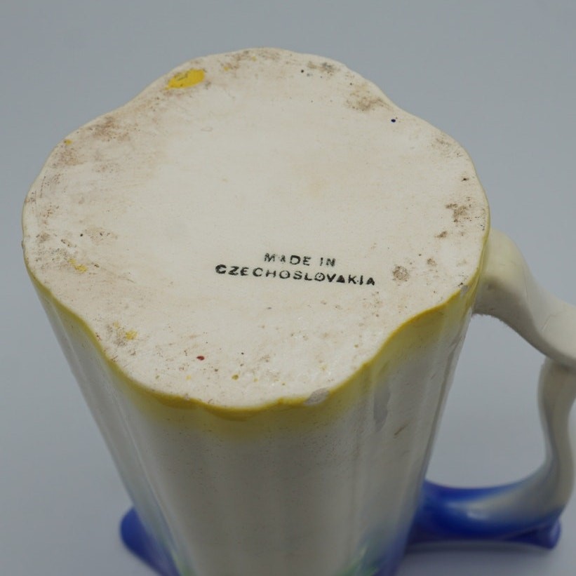 Glazed Ceramic Pitcher Czechoslovakia 6" Tall