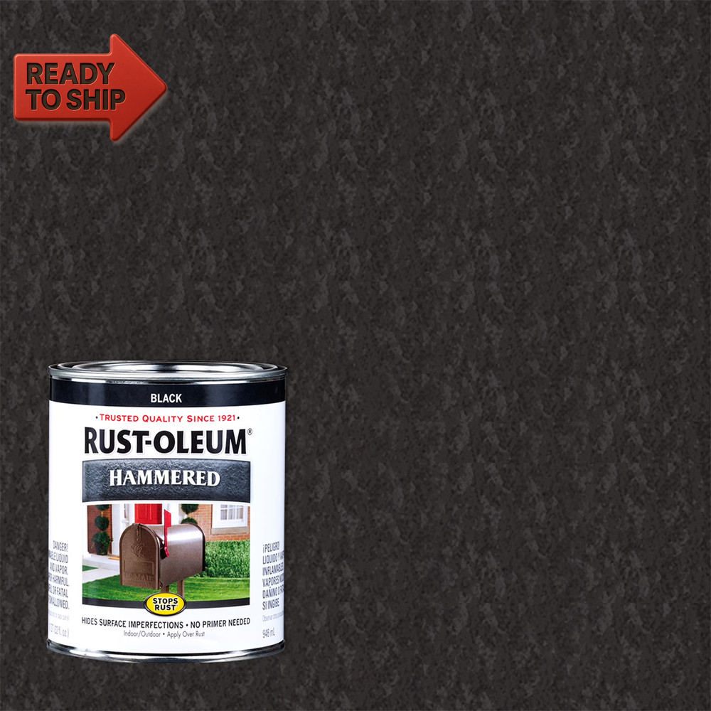 Black, Stops Rust Hammered Paint- Quart, 2 Pack