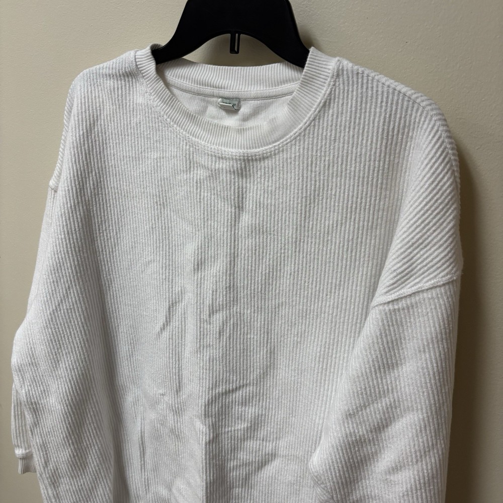 Aerie White Waffle Knit Oversized Sweater Size Small