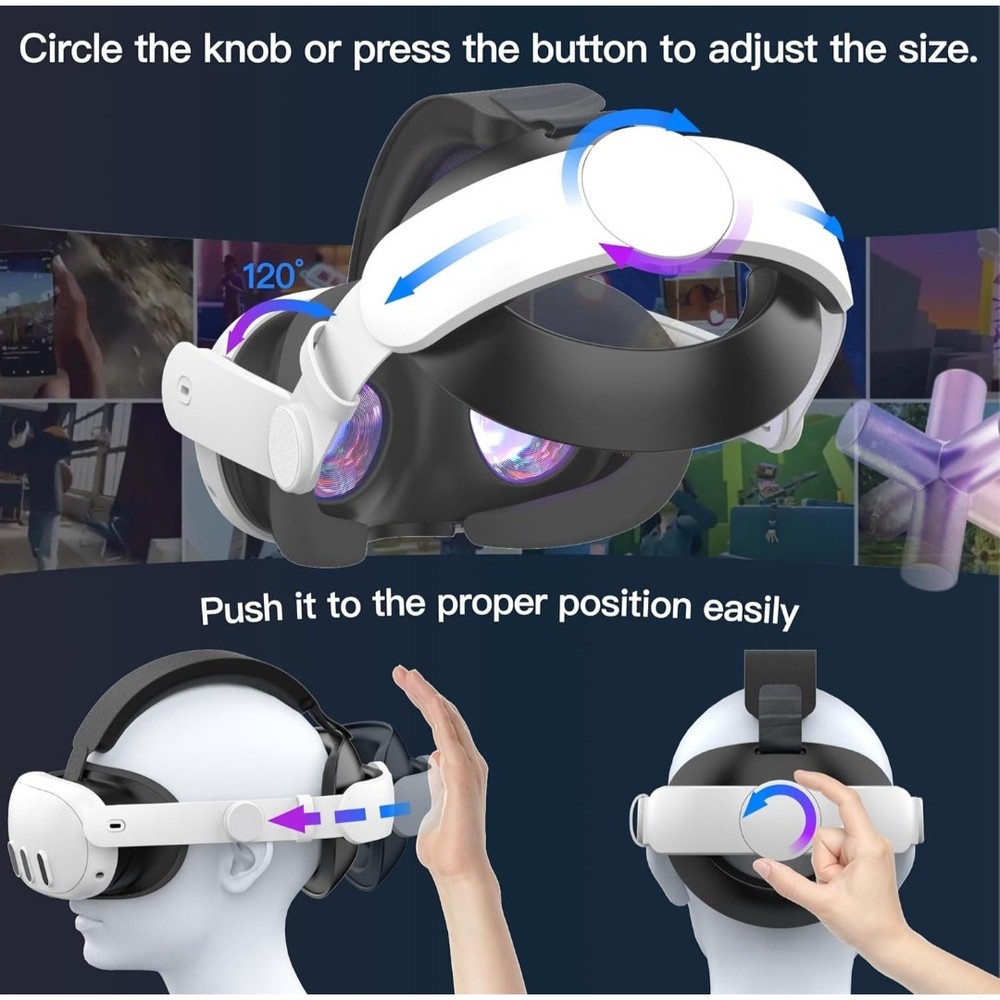 Adjustable VR Headset Head Strap with Enhanced Head Support