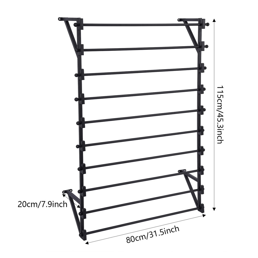 Wall Mounted Display Rack, 10-Layer Wall Wrapping Paper Ribbon Organizer Black