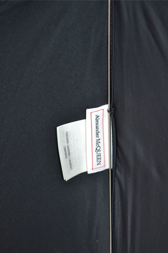 Alexander McQueen Silver Skull Handle Foldable Black Umbrella Brand New