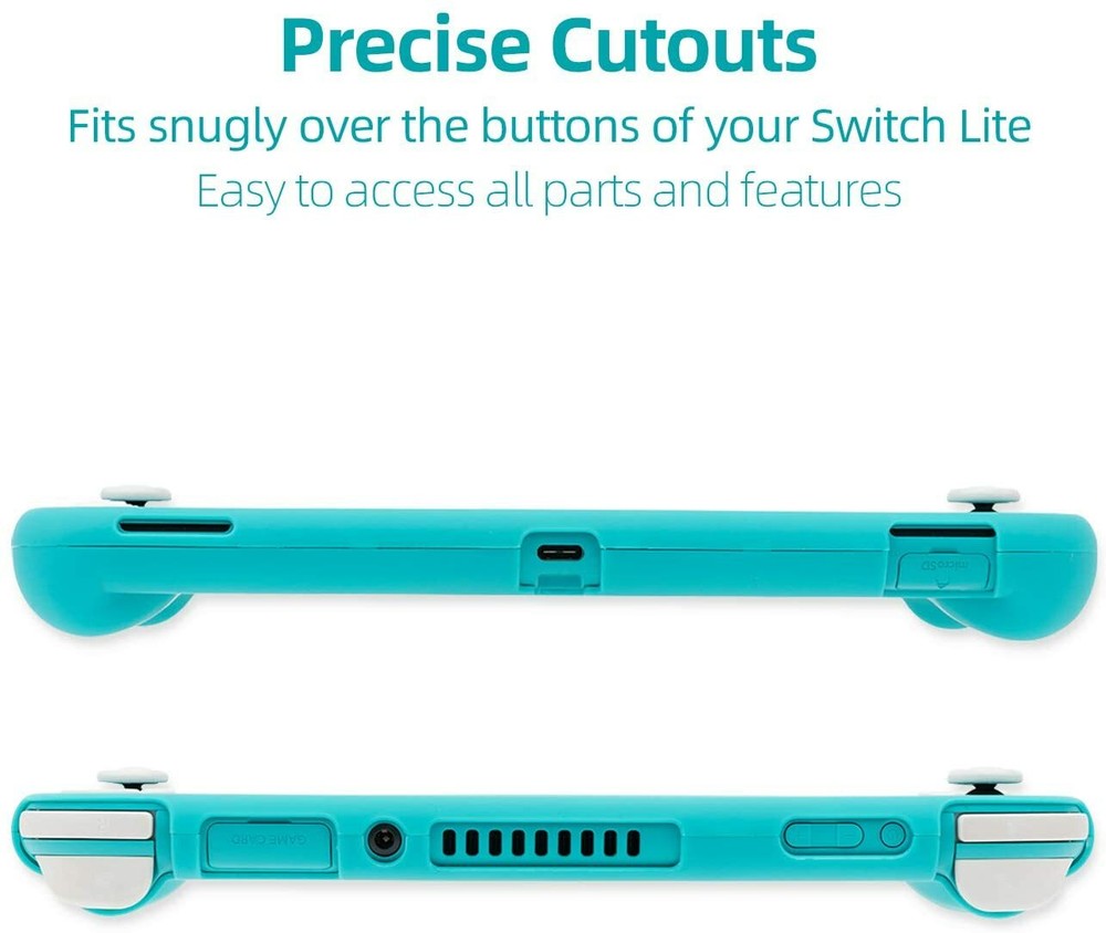 For Nintendo Switch Lite Green Shell Protective Case + 4 X Thumb Grip Caps