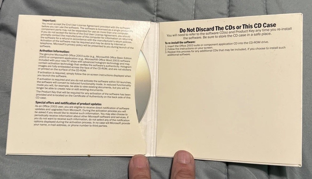 Unused NEW Microsoft Office Basic Edition 2003 CD with Activation Code