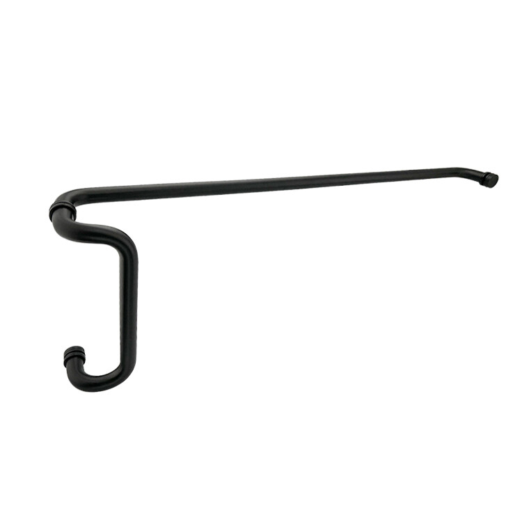 CEL Round Solid Aluminum Storefront Door Pull Handle and Push Bar Set  - 12"X33"