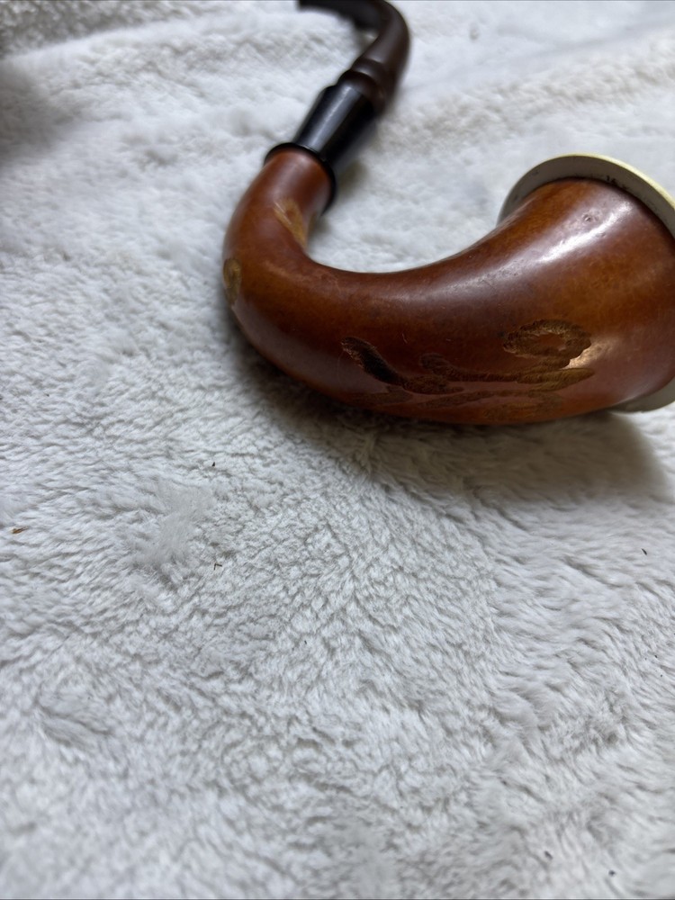 VTG CALABASH PIPE CERAMIC LINED CARVED GOURD