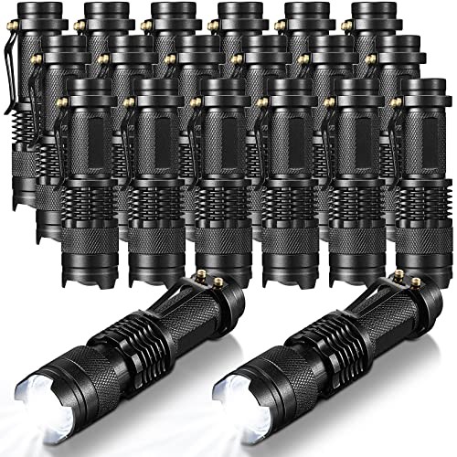 20 Pieces LED Flashlight Mini 3 Mode Tactical Torch Small Water Black