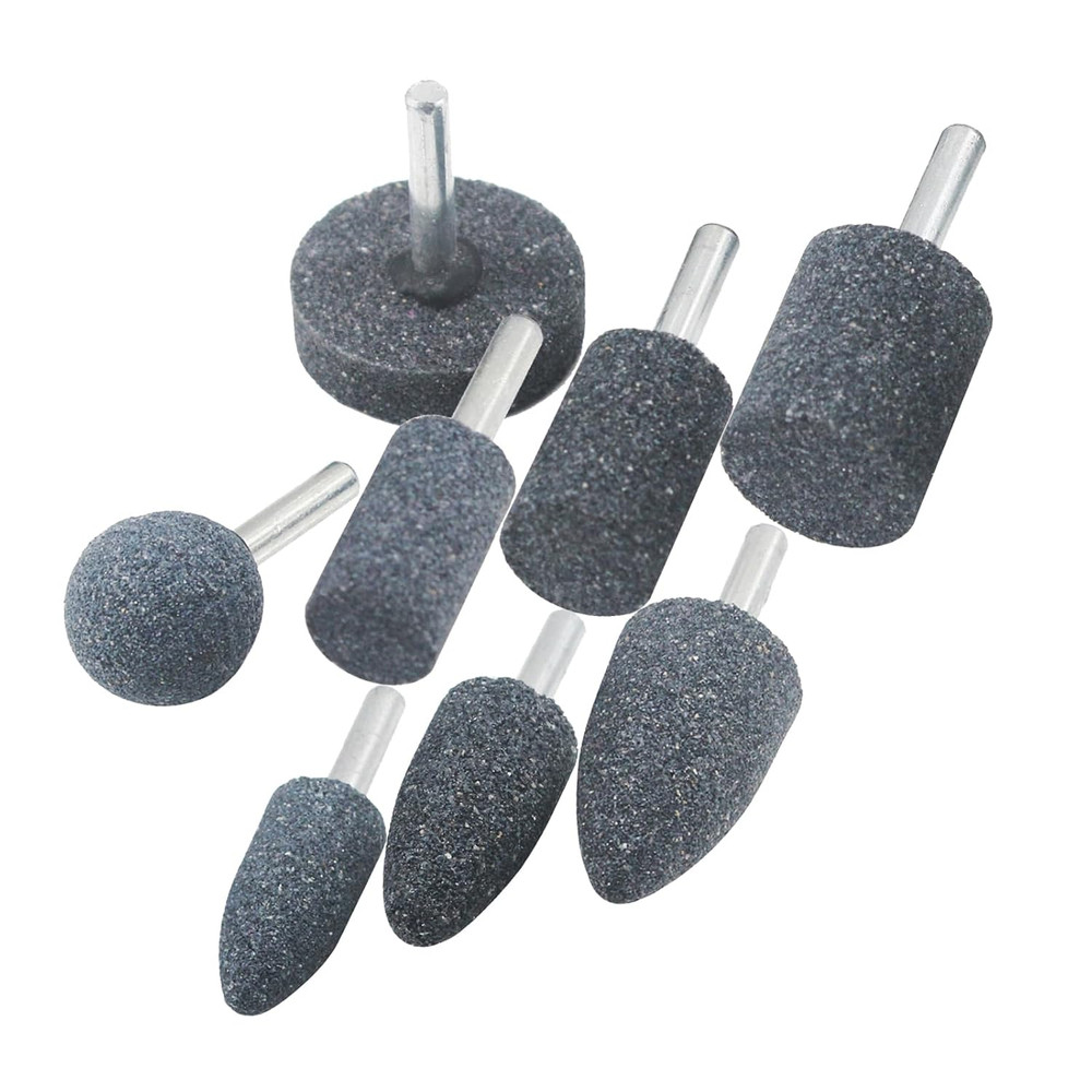8 Pcs Assorted Drill Grinding Stones 1/4 Inch Shank Various Shape Aluminum Oxide