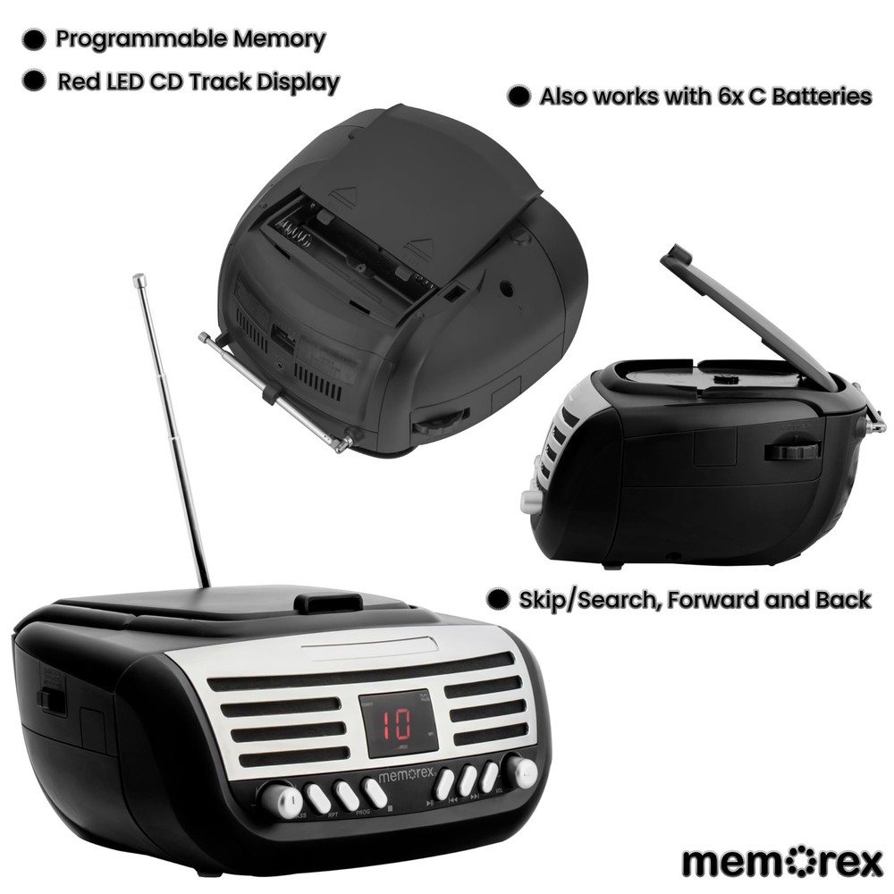 AM/FM Top Loading CD Player | Portable Stereo with Programmable Memory | Auxi...