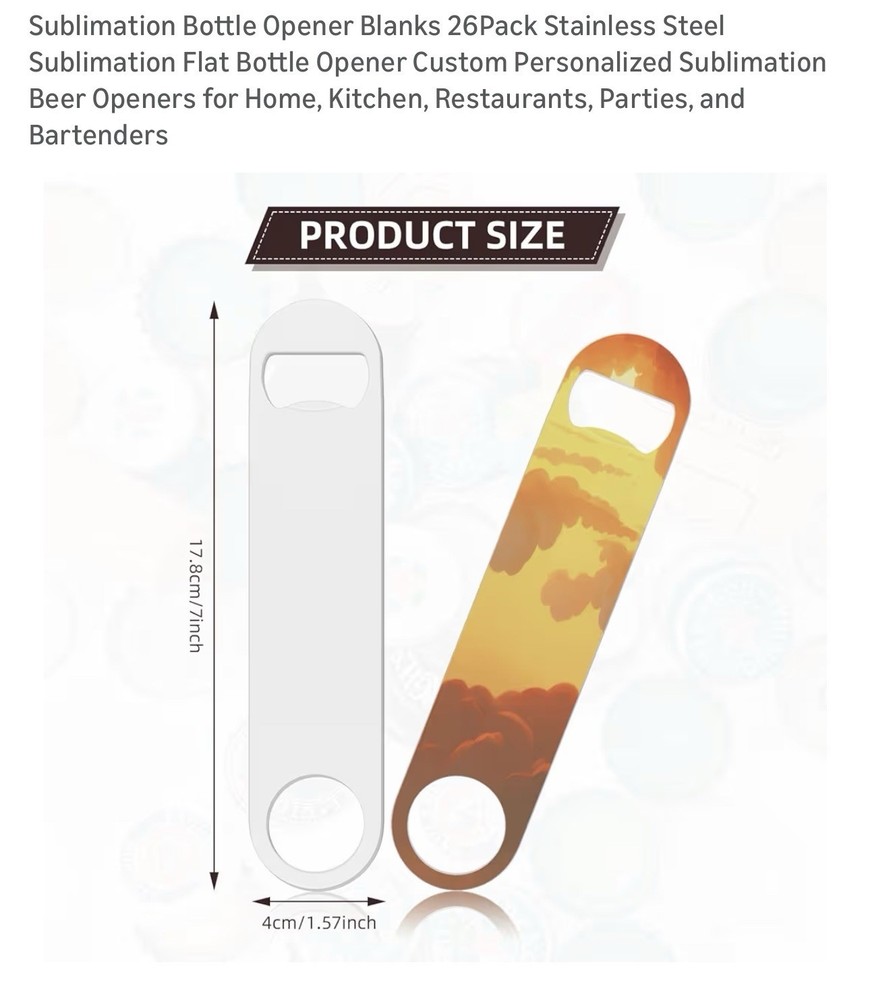 20Pack Sublimation Bottle Openers Stainless Steel Blanks