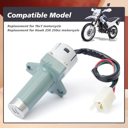 Ignition Key Switch Kit Replacement for Tbr7 for Hawk 250 250cc Motorcycle