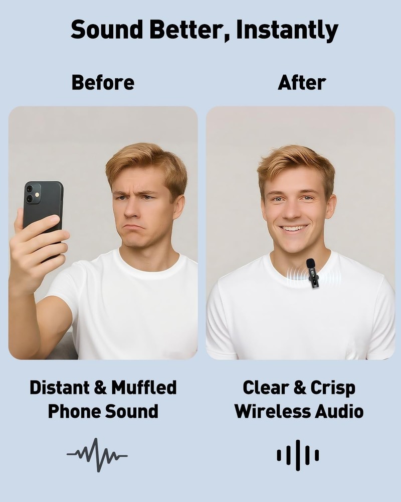 USB C Lavalier Microphone Wireless Mini Mic for Type-C Android Phone/Tablet