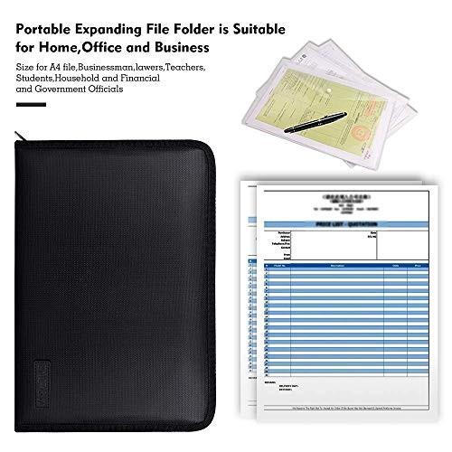 Expanding File Folder Important Document Organizer Fireproof Black,25 Pockets