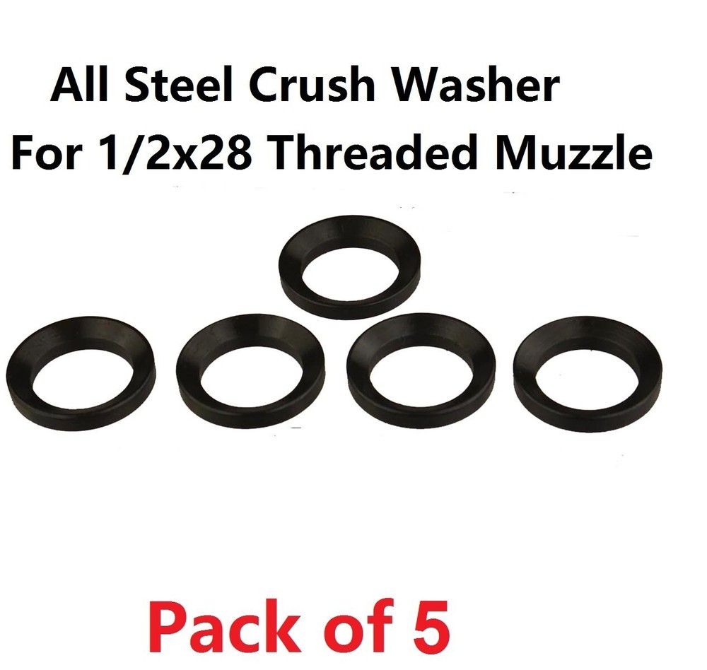 Black Anodized 5PC Pack Crush Washer for .223 5.56 1/2x28 Muzzle Thread