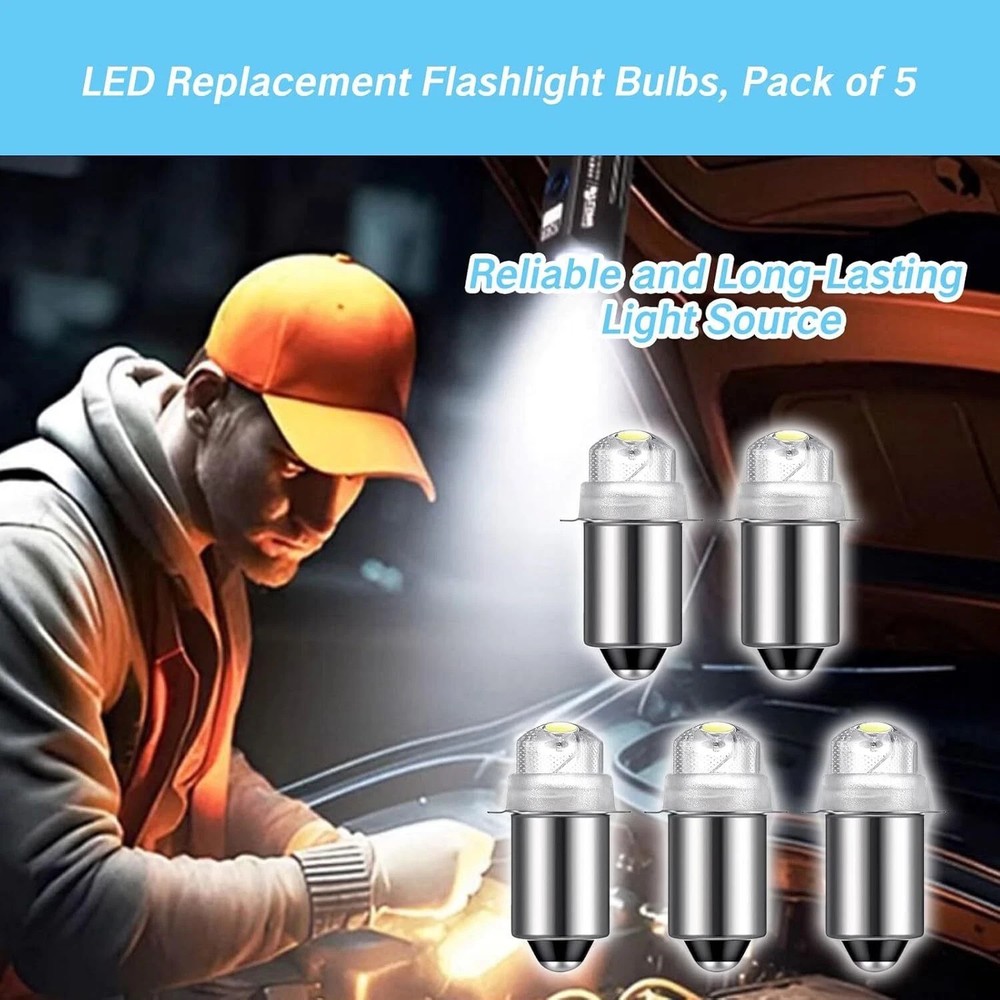 2 Pack Flashlight Bulbs 30 Lumen 3-Volt LED PR6 Replacement Bulb for Flashlights