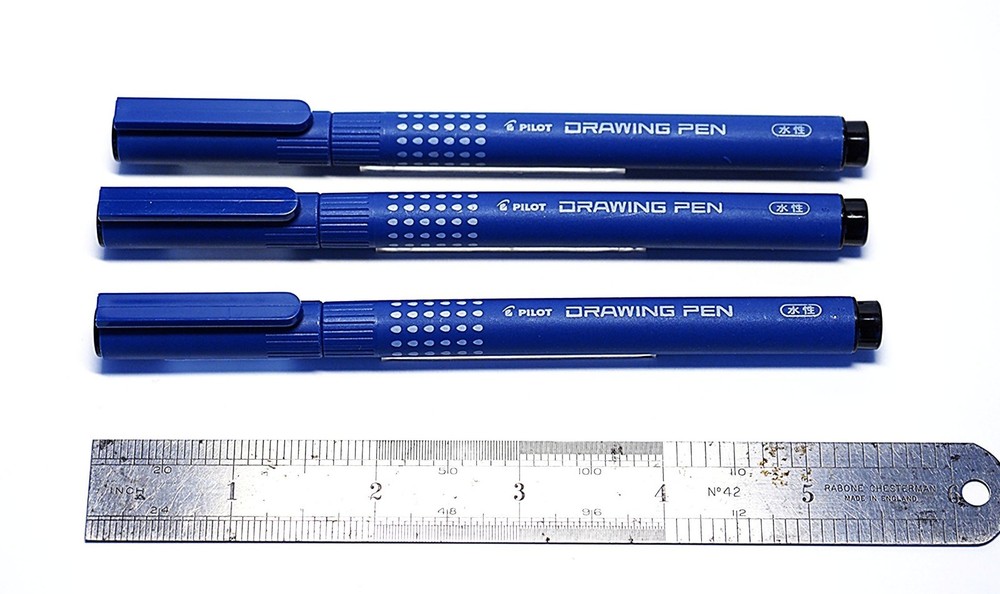 Quantity 3 Pilot DR Drawing Pen Black Pigment Ink size 0.5mm