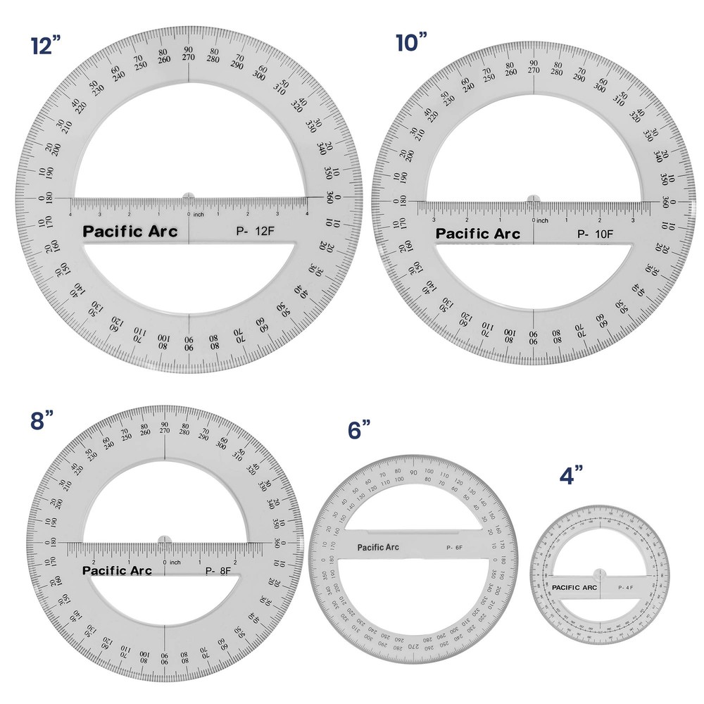 6 Inch 360° Plastic Circular Protractor Clear Precision Geometry Tool